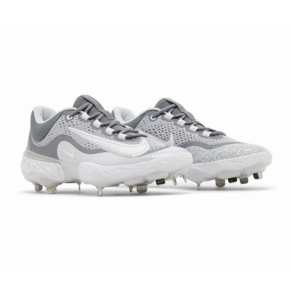 Nike Alpha Huarache Elite 4 Low White Wolf Grey Cleats Men's Size 9 NEW NBY